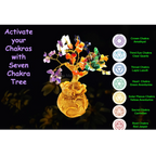 7 Chakra Crystal Bonsai Tree with Golden Money Bag Base(Lab Certified) - Pure Mantra