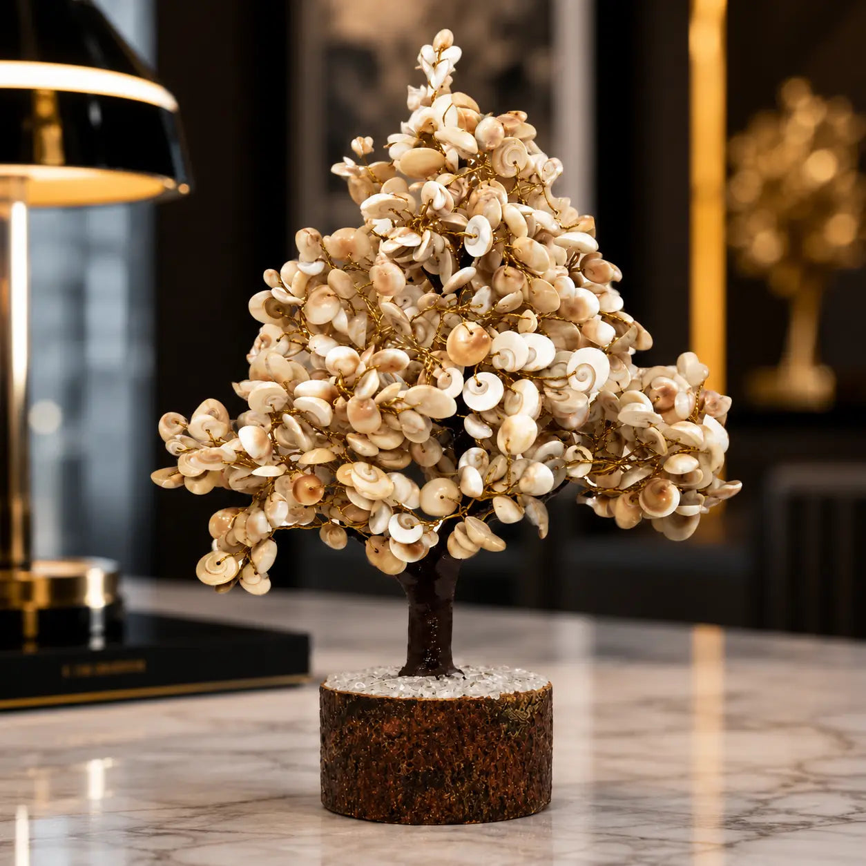 Gomti Chakra White Shell Crystal Tree for Vastu