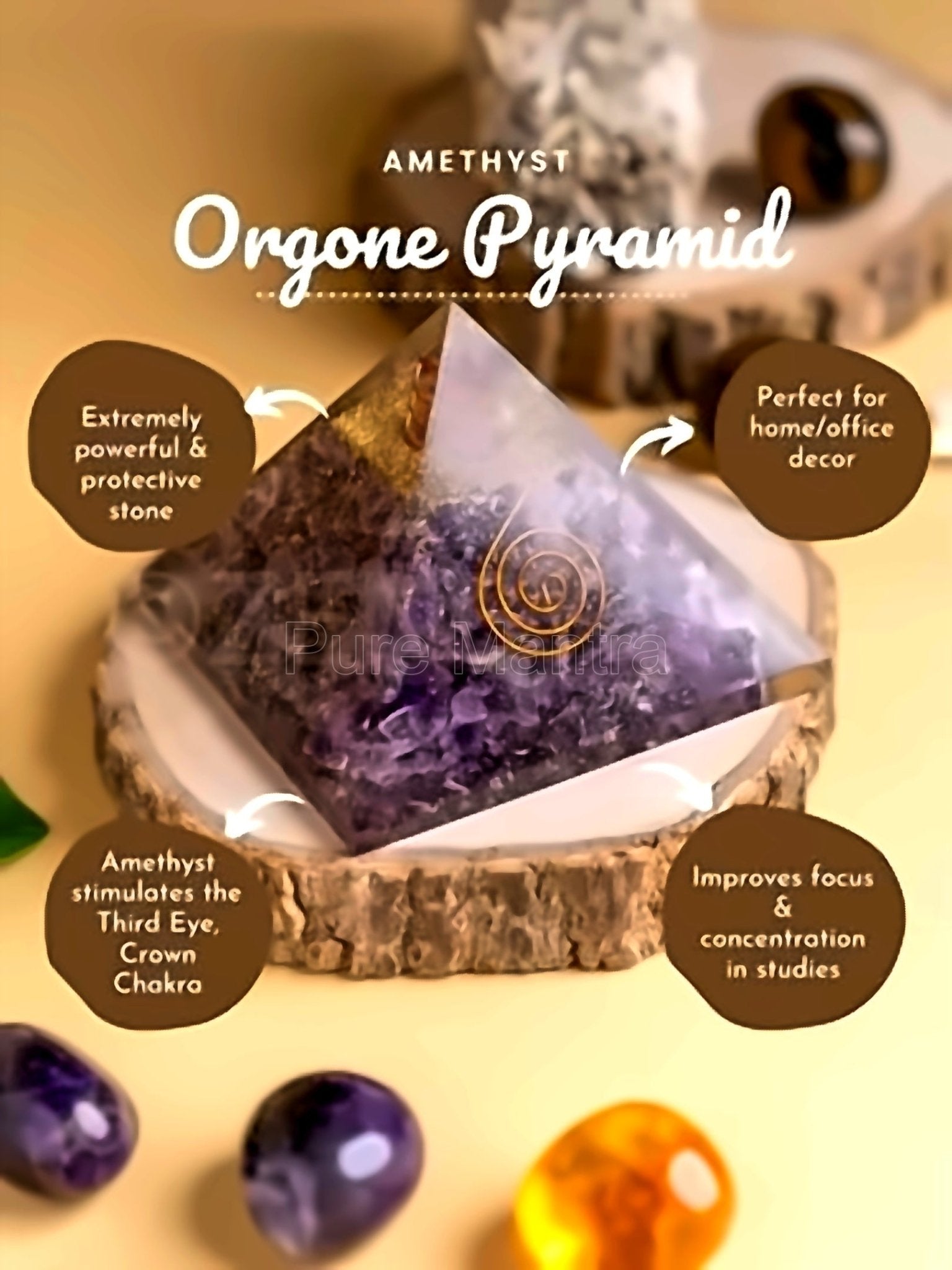Amethyst Orgone Pyramid(Lab Certified) - Pure Mantra
