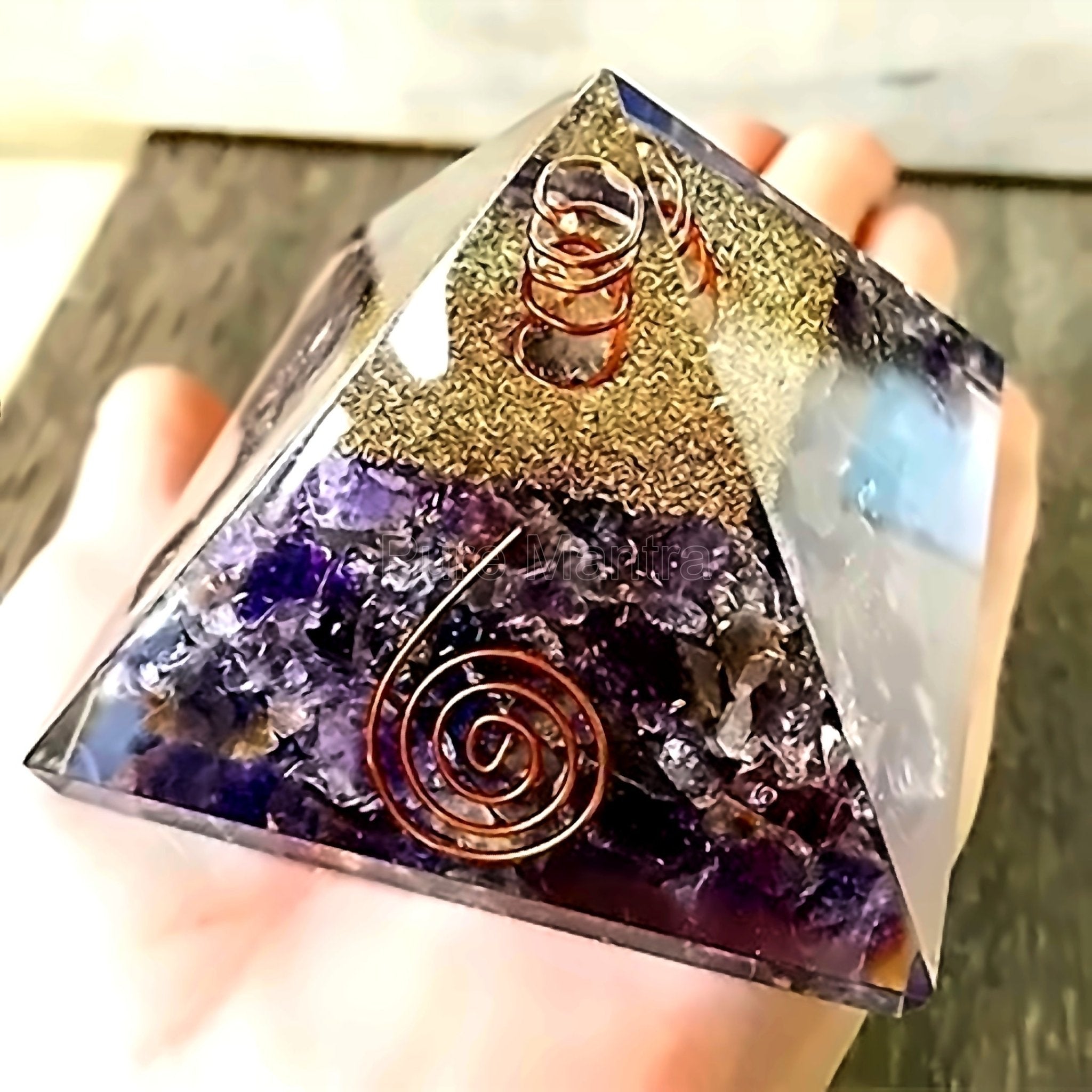 Amethyst Orgone Pyramid(Lab Certified) - Pure Mantra