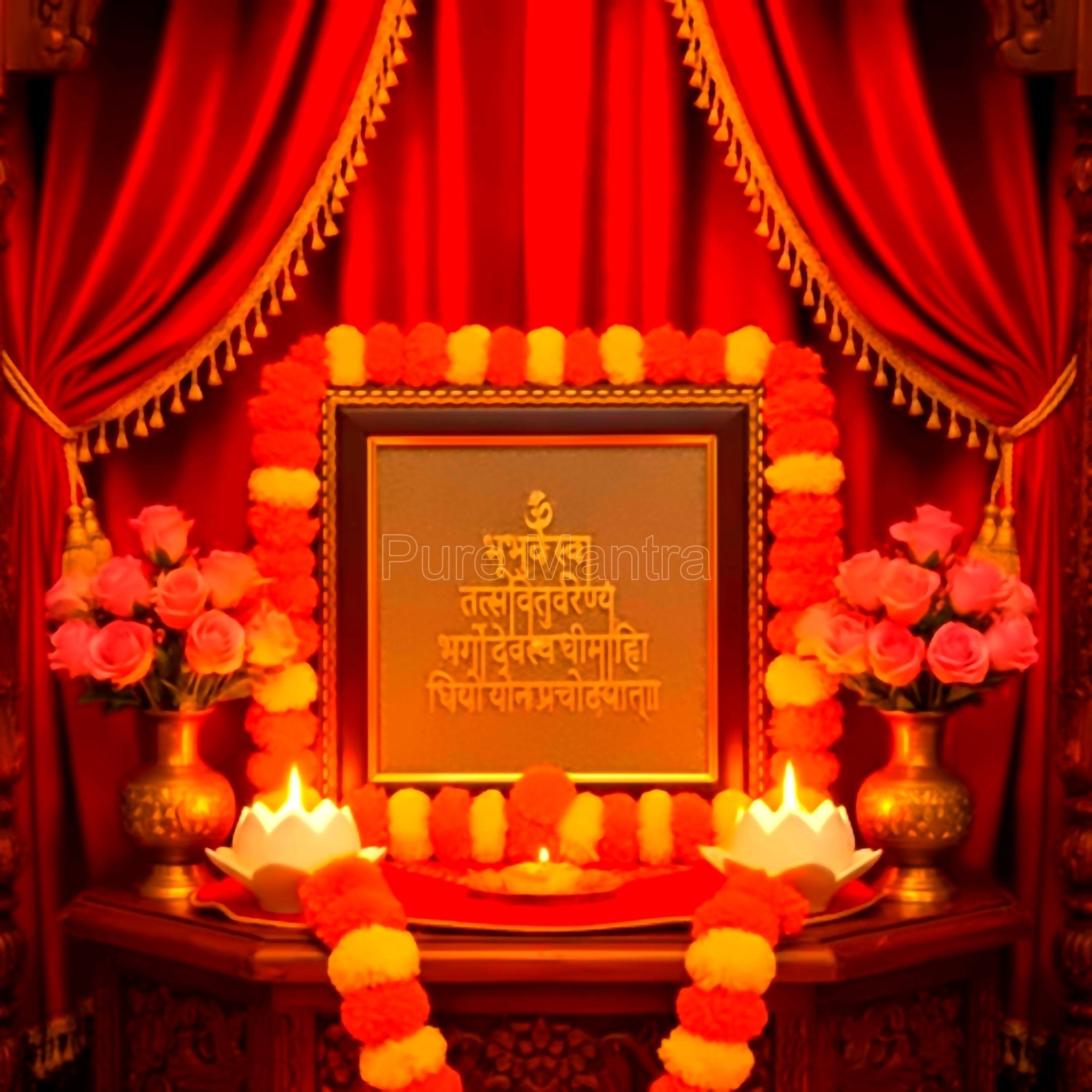 Gayatri Mantra on raw Pyrite Frame(Lab Certified) - Pure Mantra