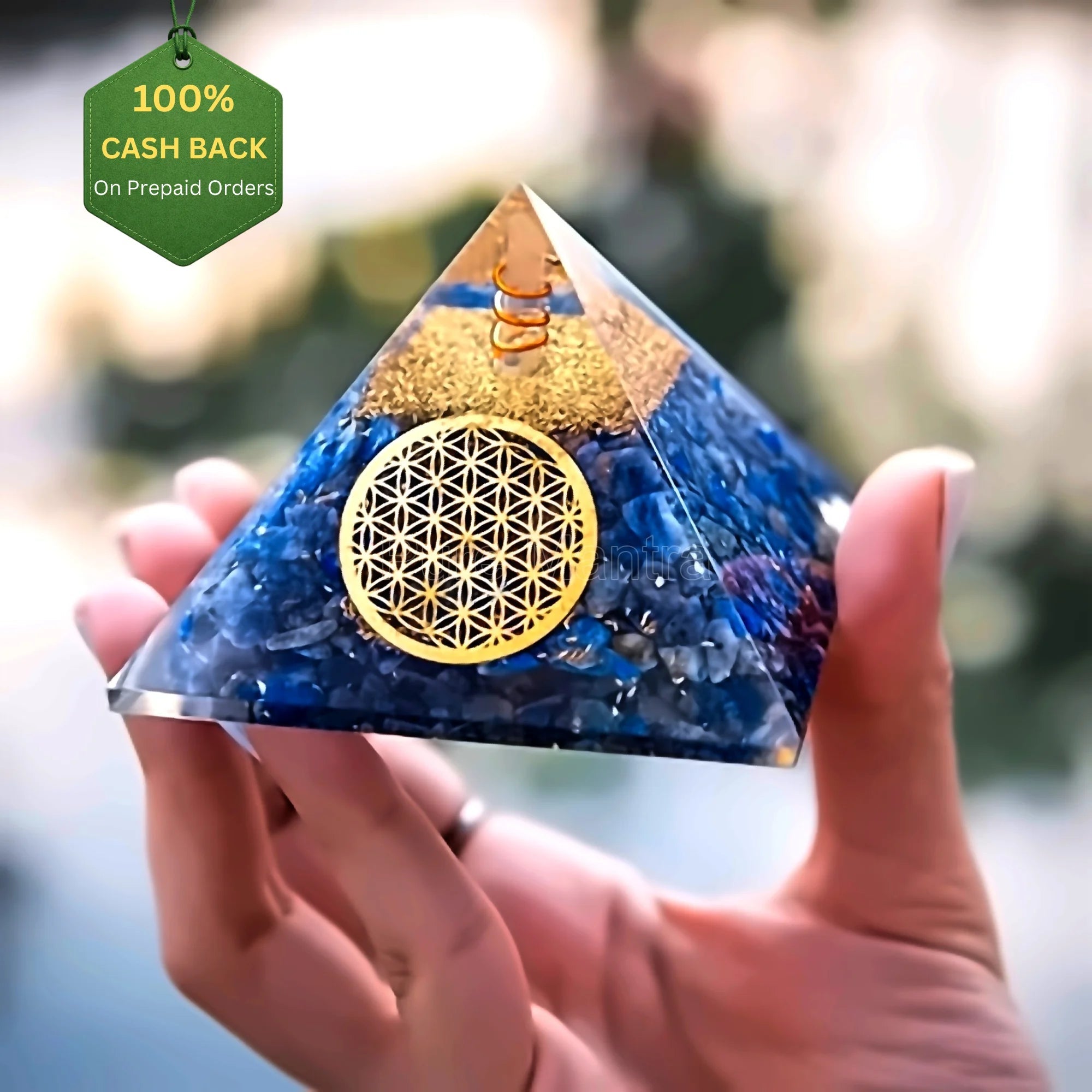 Lapis Lazuli Orgone Pyramid(Lab Certified) - Pure Mantra