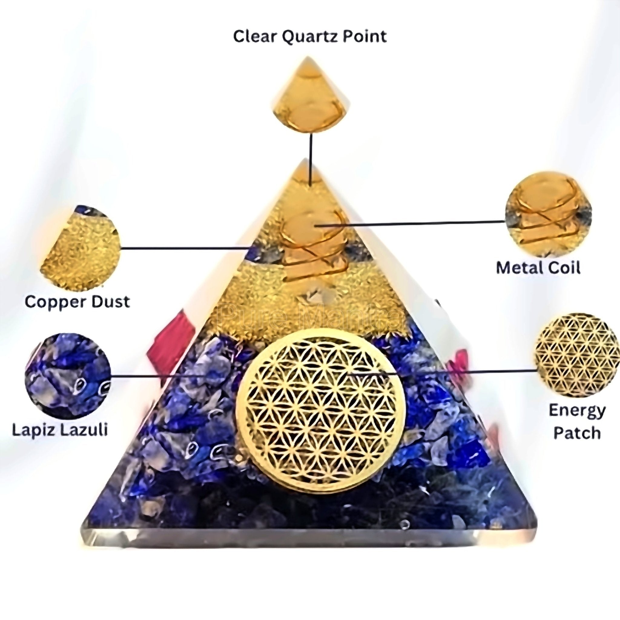 Lapis Lazuli Orgone Pyramid(Lab Certified) - Pure Mantra