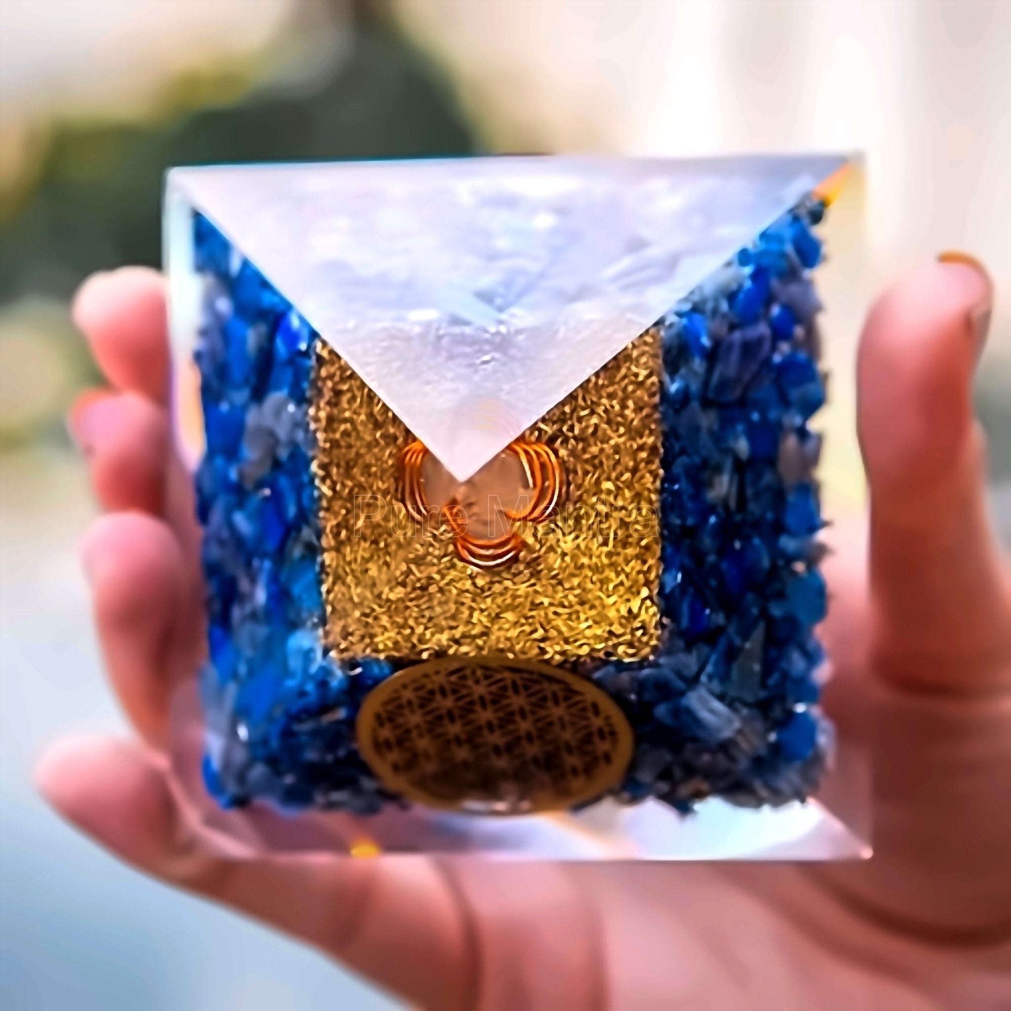 Lapis Lazuli Orgone Pyramid(Lab Certified) - Pure Mantra