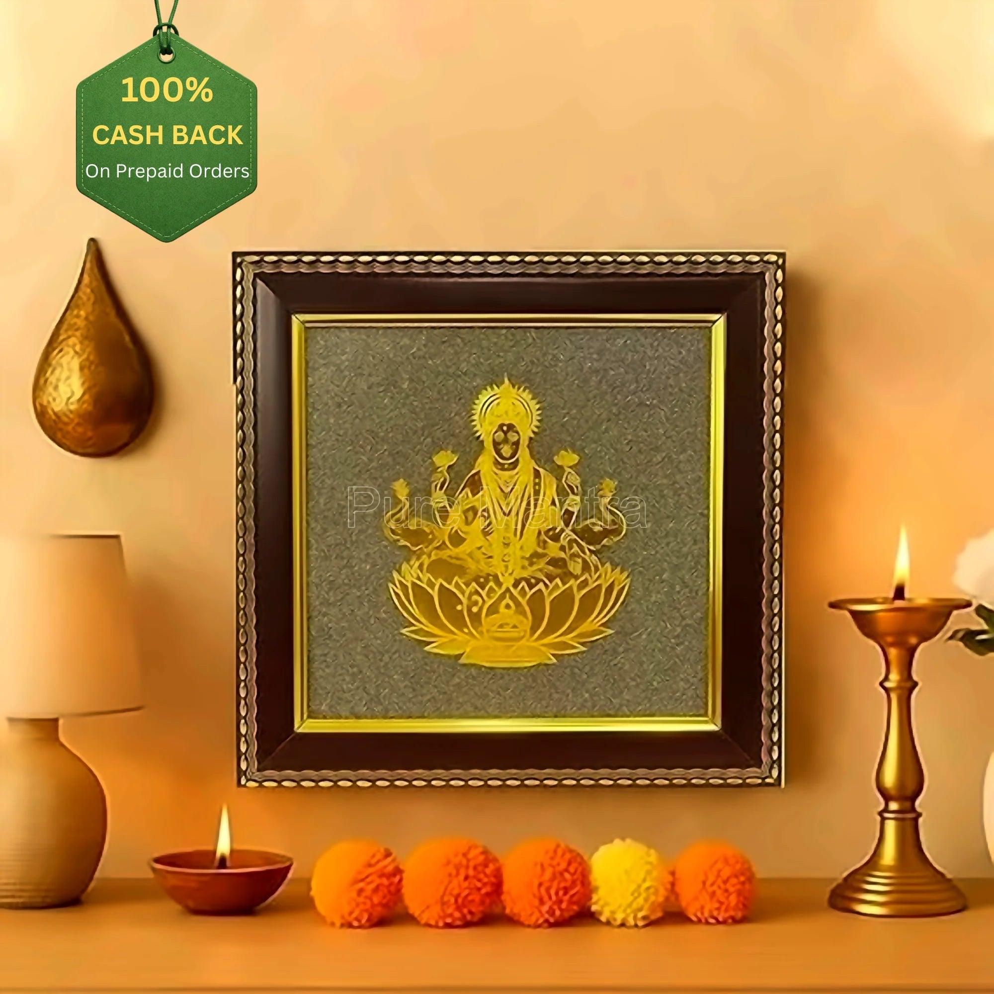 Laxmi on Raw pyrite Frame(Lab Certified) - Pure Mantra