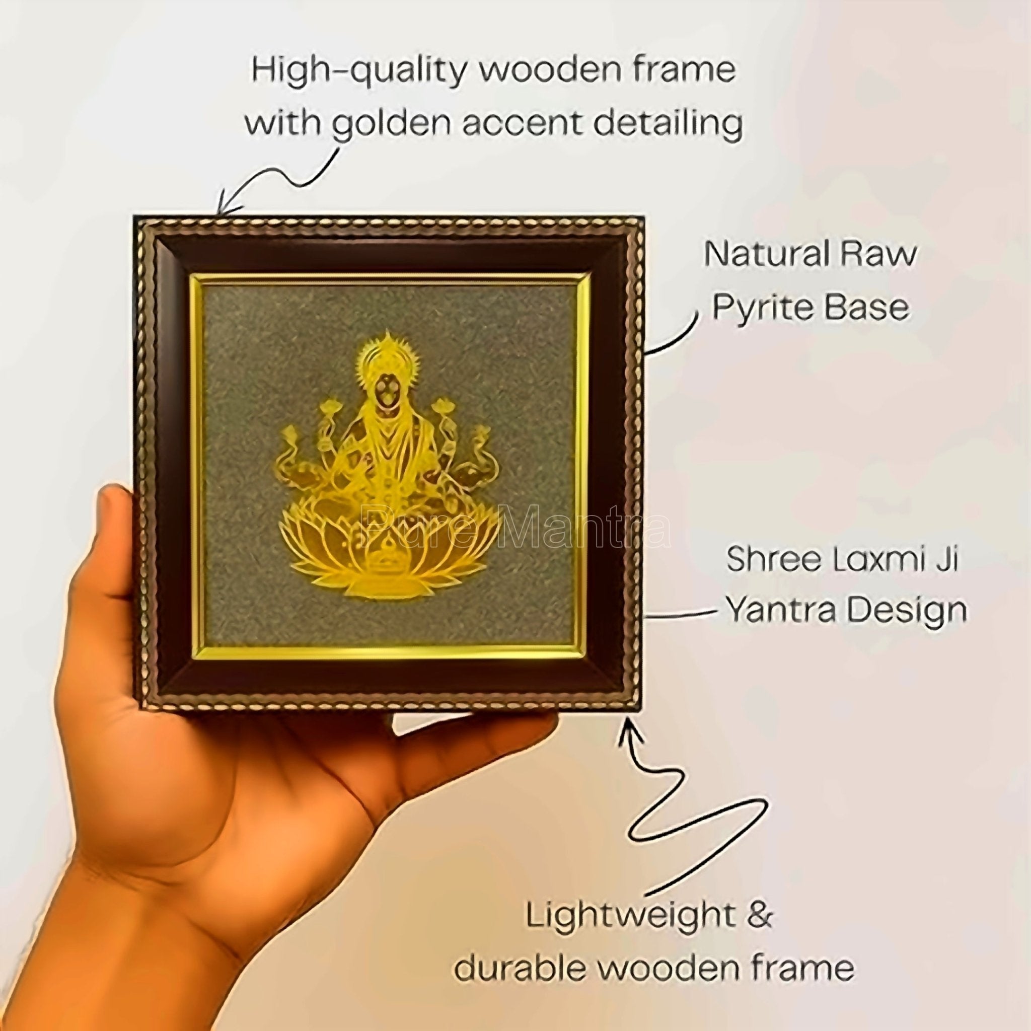 Laxmi on Raw pyrite Frame(Lab Certified) - Pure Mantra
