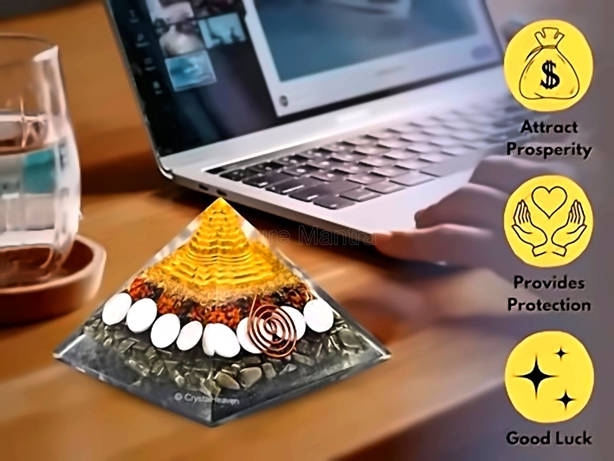 Money Magnet Orgone Pyrite Pyramid For Vastu (Lab Certified) - Pure Mantra