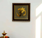 Om on Raw pyrite Frame(Lab Certified) - Pure Mantra