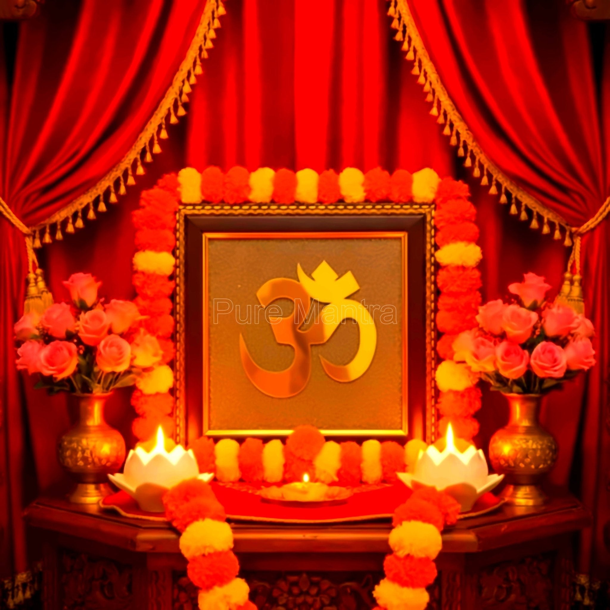Om on Raw pyrite Frame(Lab Certified) - Pure Mantra
