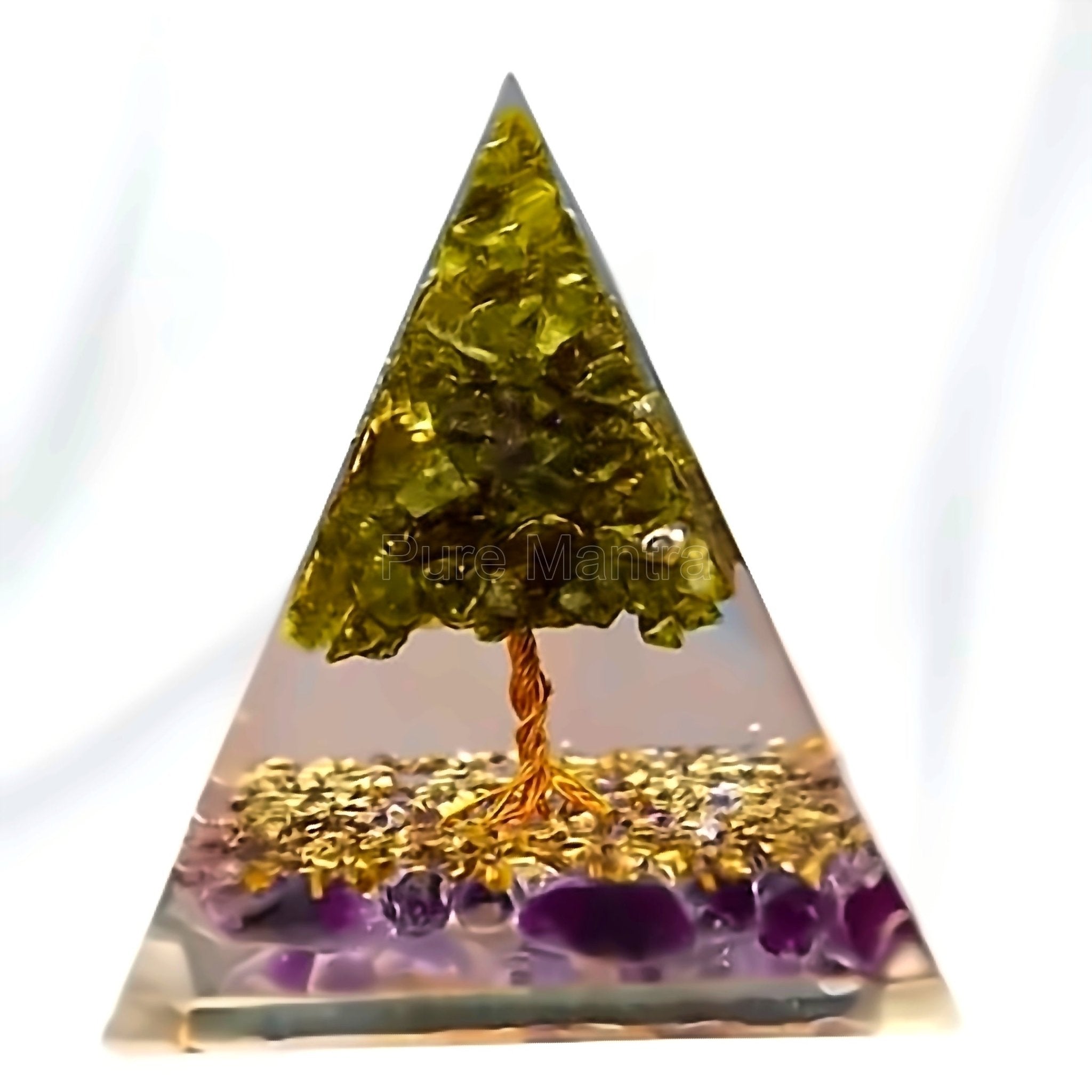 Orgone Peridot Pyramid(Lab Certified) - Pure Mantra