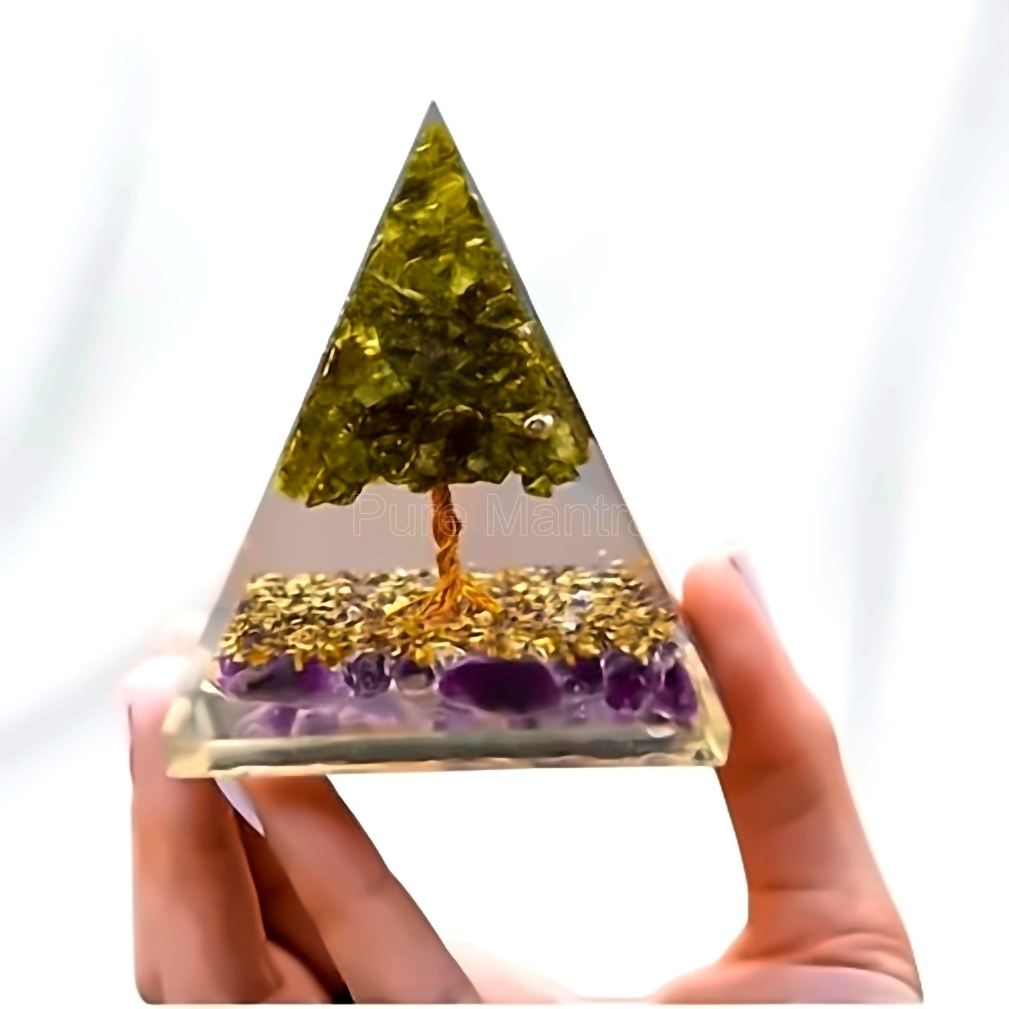 Orgone Peridot Pyramid(Lab Certified) - Pure Mantra