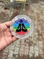 Selenite Charging 3D Carved 7 Chakra Plate(Lab Certified) - Pure Mantra