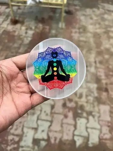 Selenite Charging 3D Carved 7 Chakra Plate(Lab Certified) - Pure Mantra