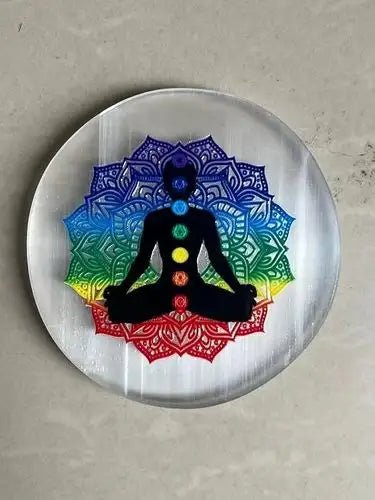 Selenite Charging 3D Carved 7 Chakra Plate(Lab Certified) - Pure Mantra