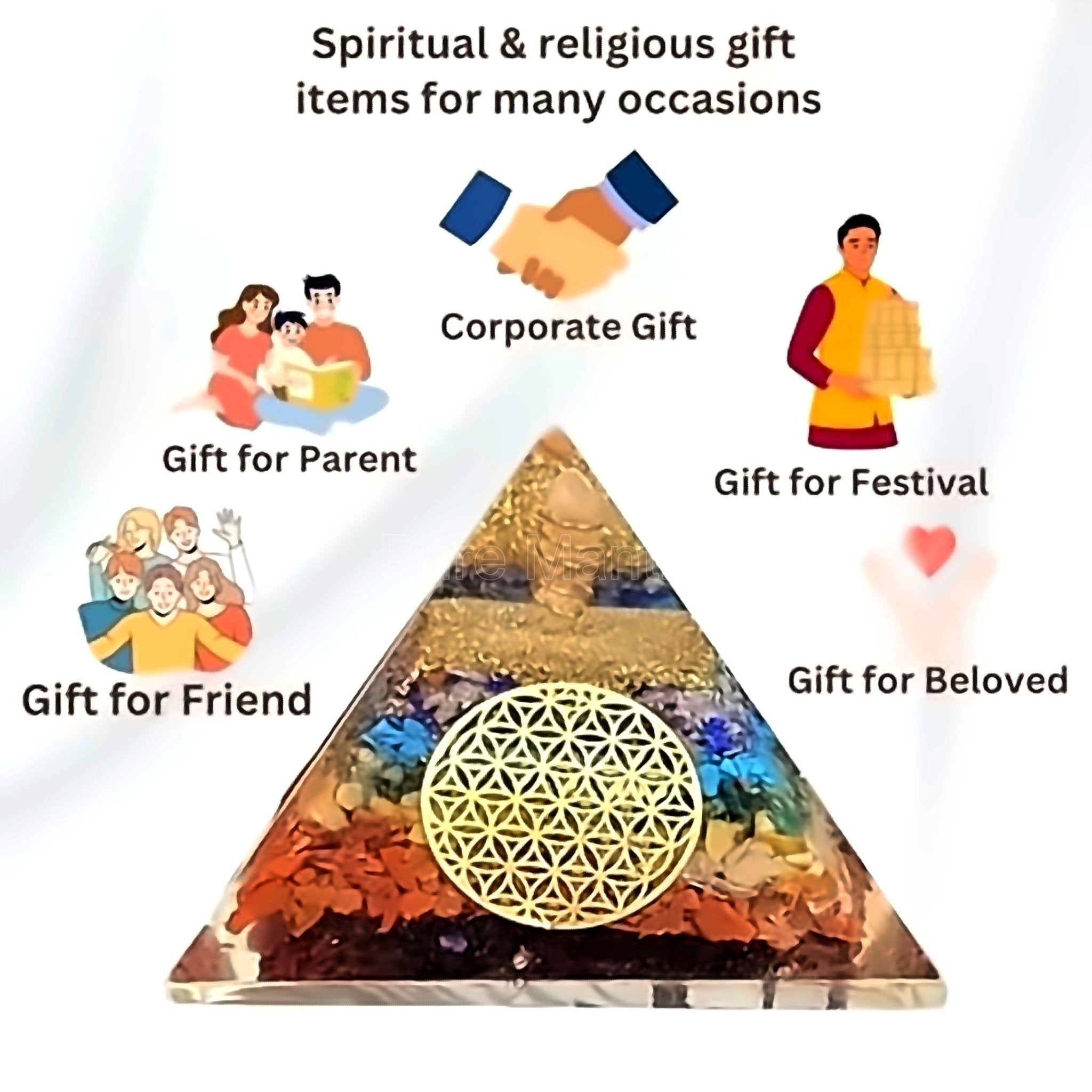 Seven chakra Orgone Pyramid(Lab Certified) - Pure Mantra