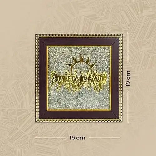 Seven horses on Raw Pyrite Frame(Lab Certified) - Pure Mantra