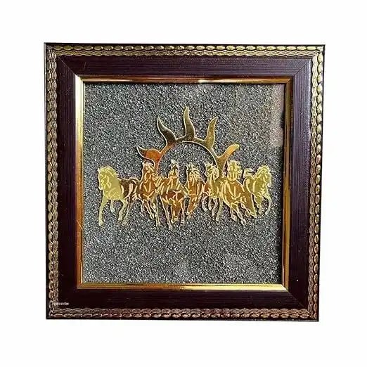 Seven horses on Raw Pyrite Frame(Lab Certified) - Pure Mantra