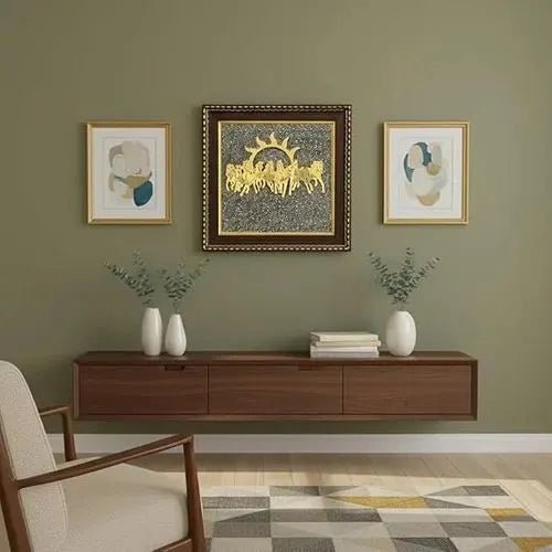 Seven horses on Raw Pyrite Frame(Lab Certified) - Pure Mantra