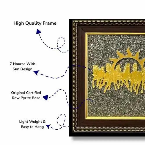Seven horses on Raw Pyrite Frame(Lab Certified) - Pure Mantra