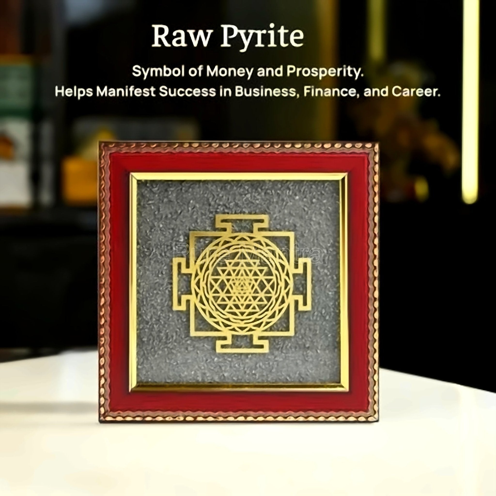 Shree Yantra Pyrite Frame(Lab Certified) - Pure Mantra